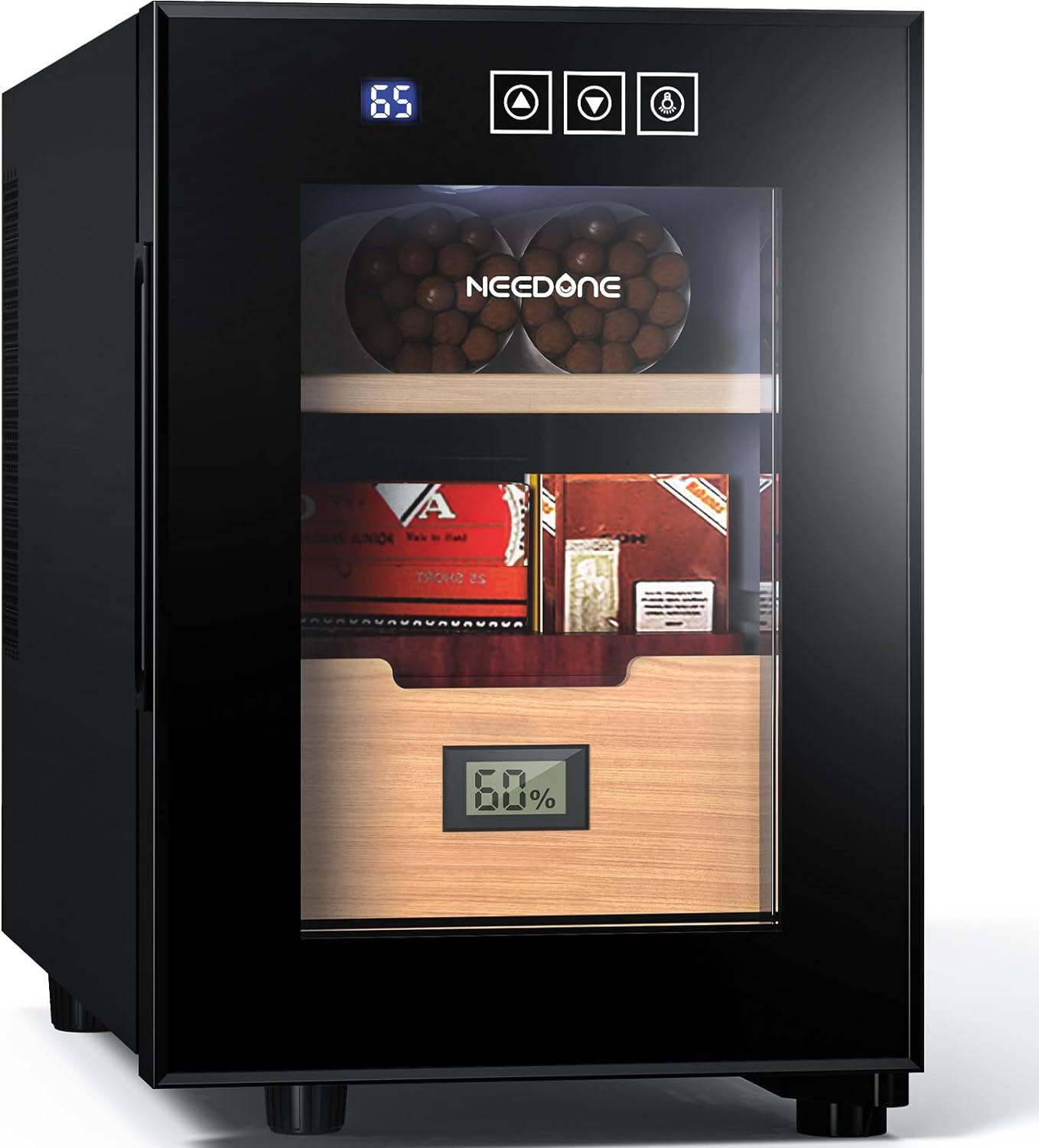 ThermoCigar 48L Cigar Humidor with Heating & Cooling, Cedar Wood, Digital Hygrometer, Quiet Electric Cooler for 350 Cigars