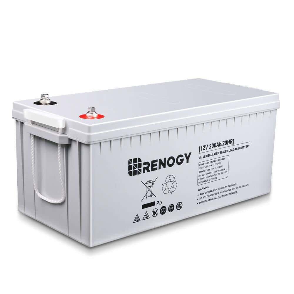 Renogy BATT-AGM12-200 Deep Cycle AGM Battery 12-Volt 200Ah Safe Charge Most Home Appliances for RV, Off-Grid Solar System, Maintenance-Free
