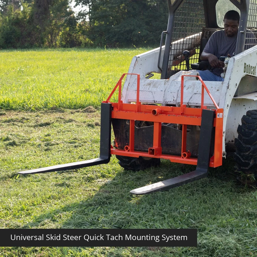 Titan Attachments UA USA Made Orange Step-Through Pallet Fork Frame Attachment, Rated 4,000 LB, Quick Tach Mounting
