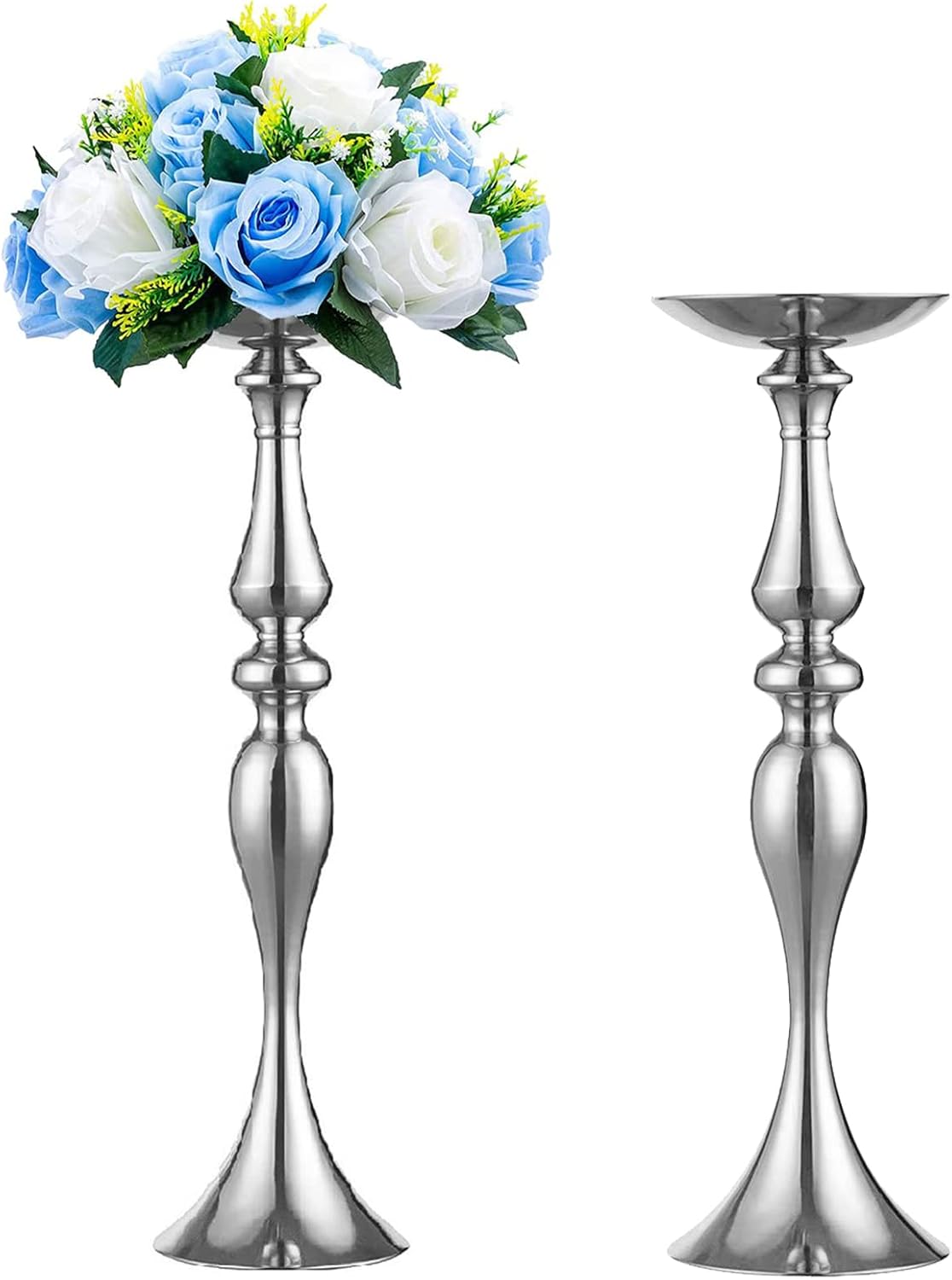 Elegant Silver Metal Wedding Centerpiece Stand 31.5     C Tall Tabletop Decor for Events & Parties