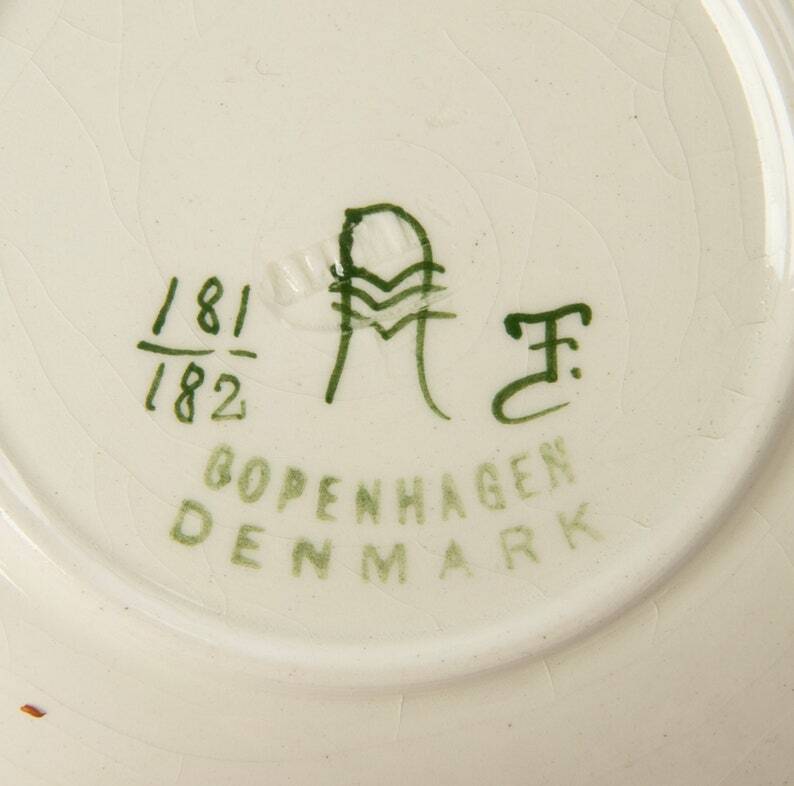 Royal Copenhagen Clover 13-Piece Hand-Painted Faience Coffee Set  C Rare Collectible