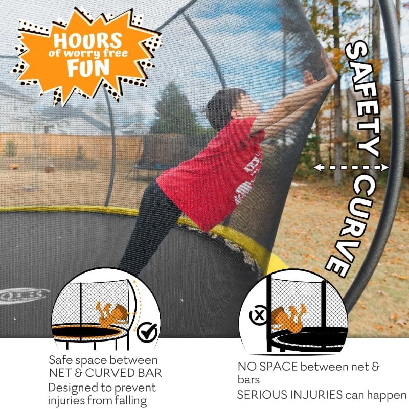 JUMPZYLLA Trampoline 8FT 10FT 12FT 14FT 15FT 16FT Trampoline with Enclosure �C Recreational Trampolines with Ladder and AntiRust Coating, ASTM Approval Outdoor Trampoline for Kids