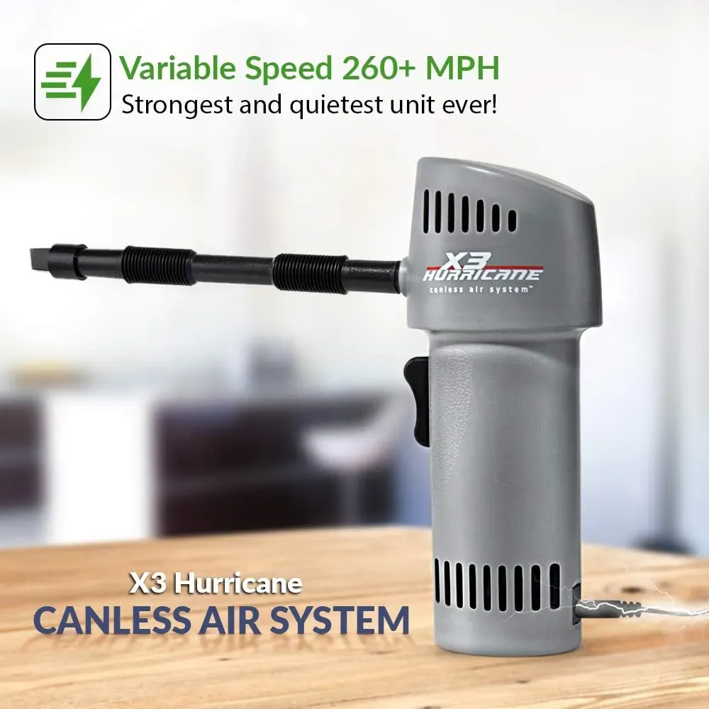 Canless Air X3 Hurricane Cordless Air Duster �C Adjustable 260 MPH Speeds, Eco-Friendly, Made in USA