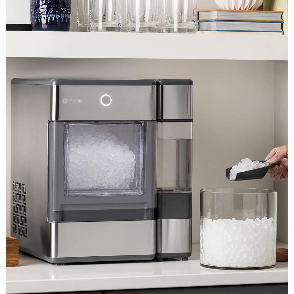 g GE Profile OPAL01GEPKT Opal | Countertop Nugget Ice Maker, Stainless Steel Wrap with Gray Accents & LED Lighting