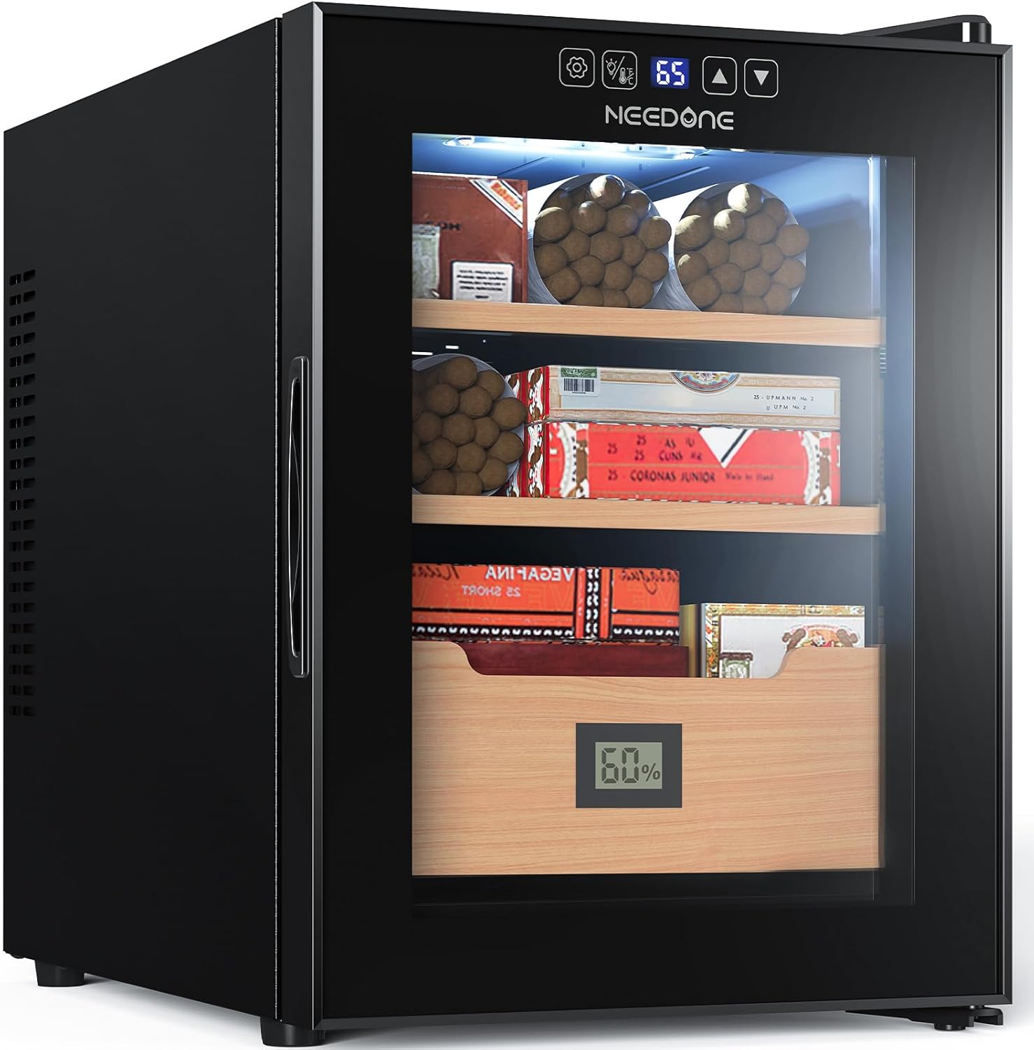 ThermoCigar 48L Cigar Humidor with Heating & Cooling, Cedar Wood, Digital Hygrometer, Quiet Electric Cooler for 350 Cigars