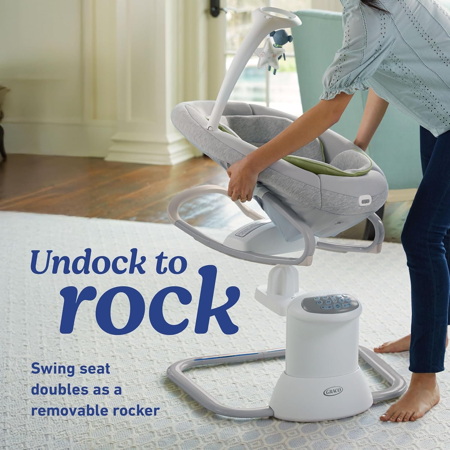 Soothe My Way with Removable Rocker, Madden �C Versatile Baby Swing & Portable Rocker
