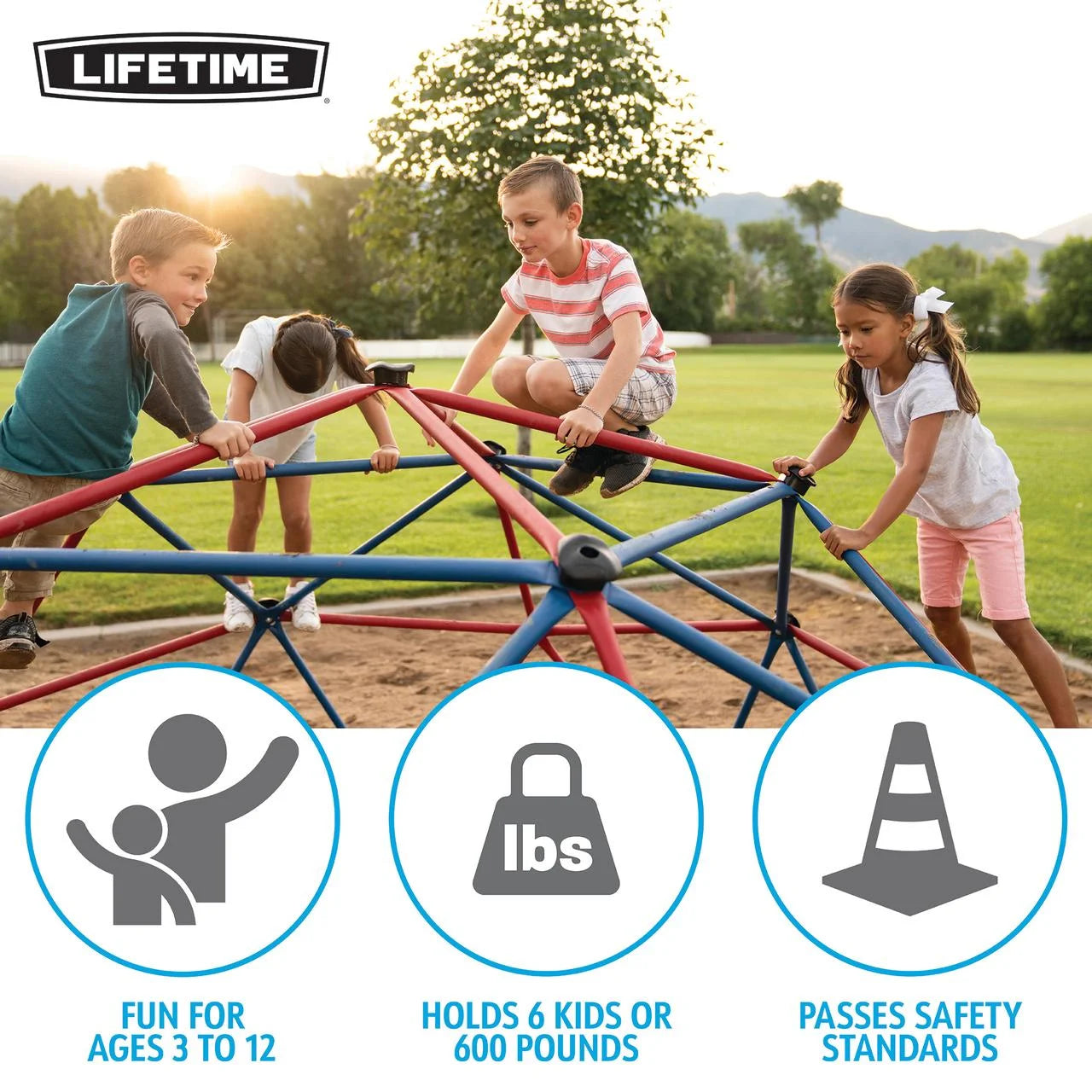 Lifetime Kid's Outdoor 5 ft. H x 10 ft. W Dome Climber, Red and Blue (101301)