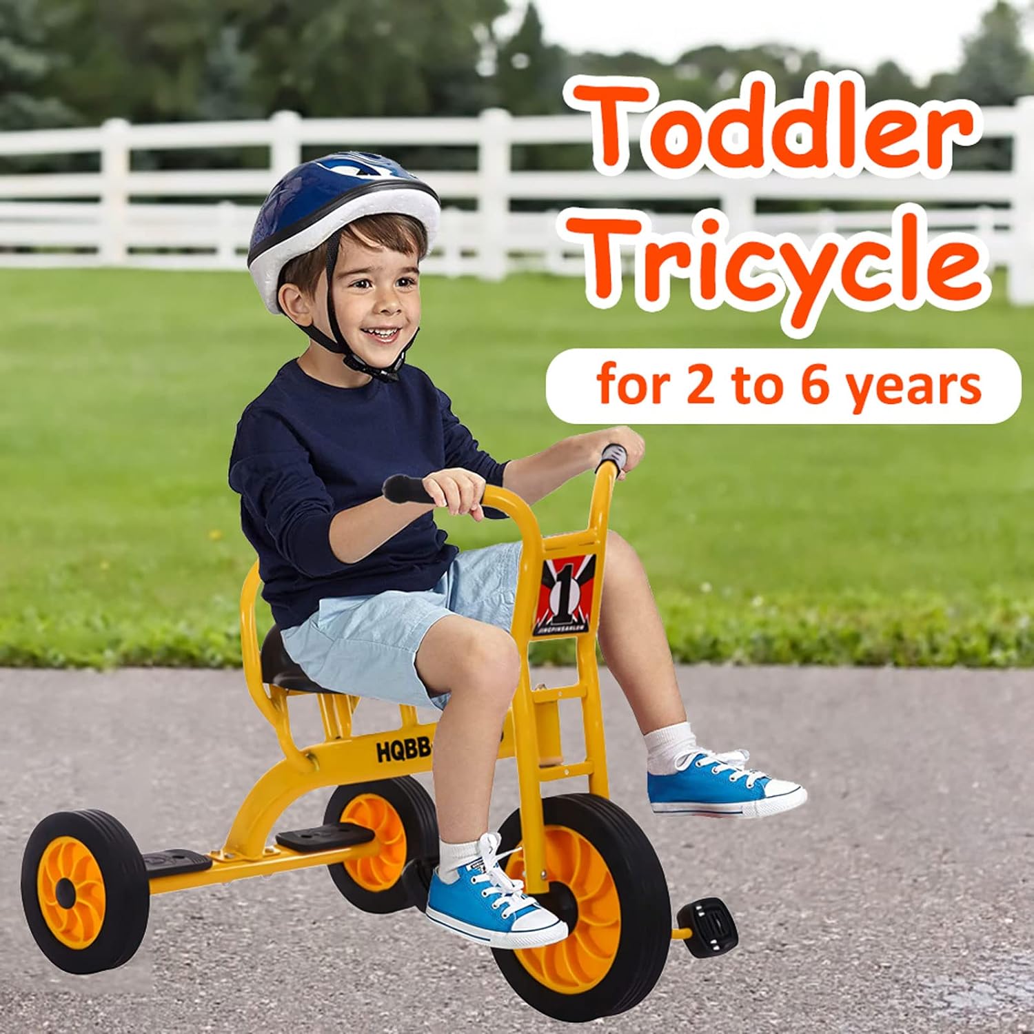 Kids Tricycle for Riders Ages 3+,Preschool Daycare Playground Kids Tricycle with Passenger Seat,Big Kids Tandem Trike with Inflation-Free Rubber Wheels,Kids Outdoor Play Equipment