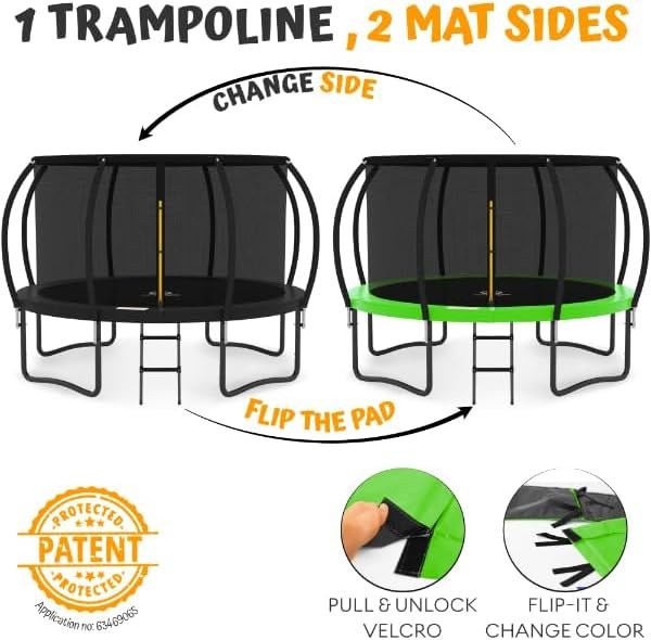 JUMPZYLLA Trampoline 8FT 10FT 12FT 14FT 15FT 16FT Trampoline with Enclosure �C Recreational Trampolines with Ladder and AntiRust Coating, ASTM Approval Outdoor Trampoline for Kids