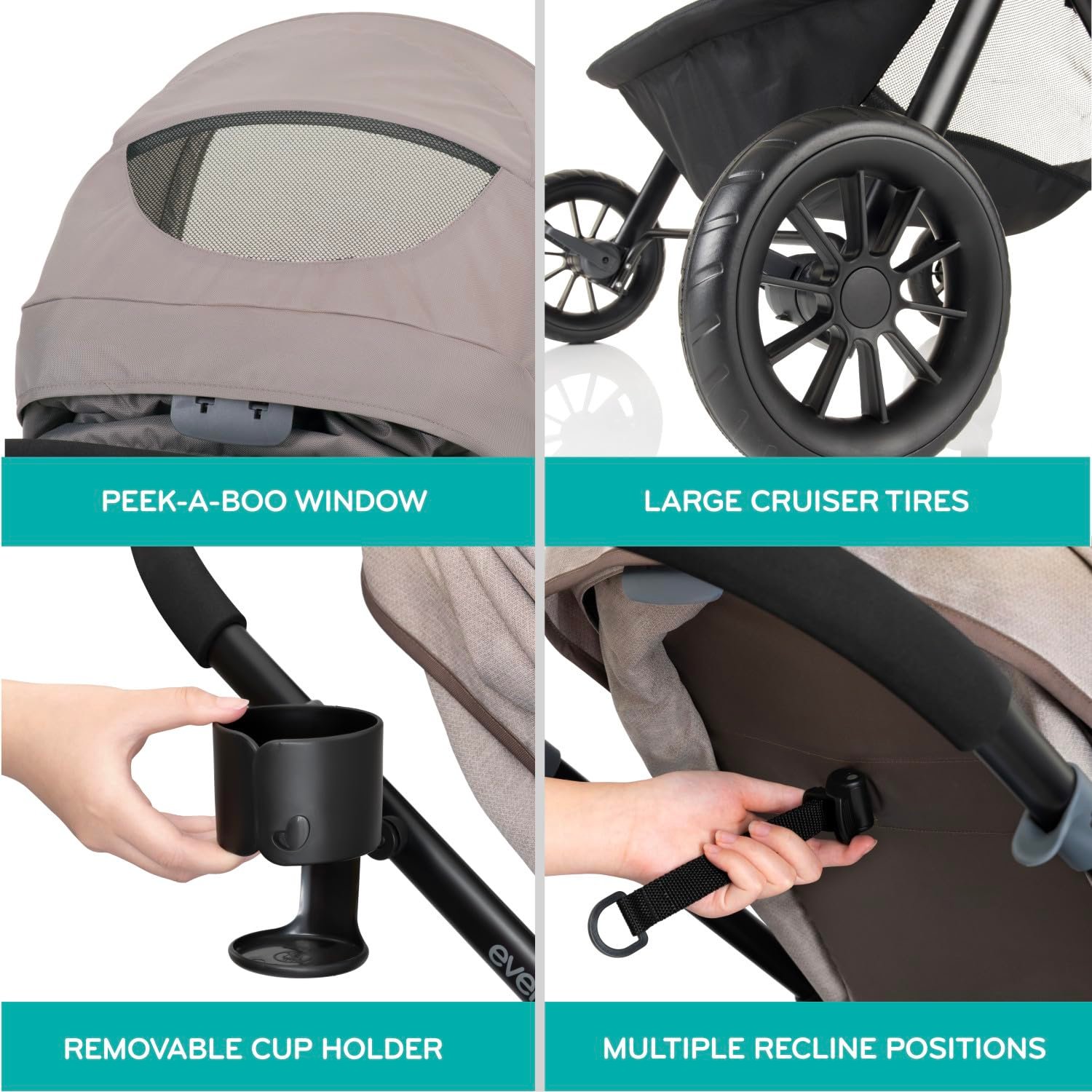 Pivot Modular Travel System with LiteMax Infant Car Seat with Anti-Rebound Bar (Desert Tan)