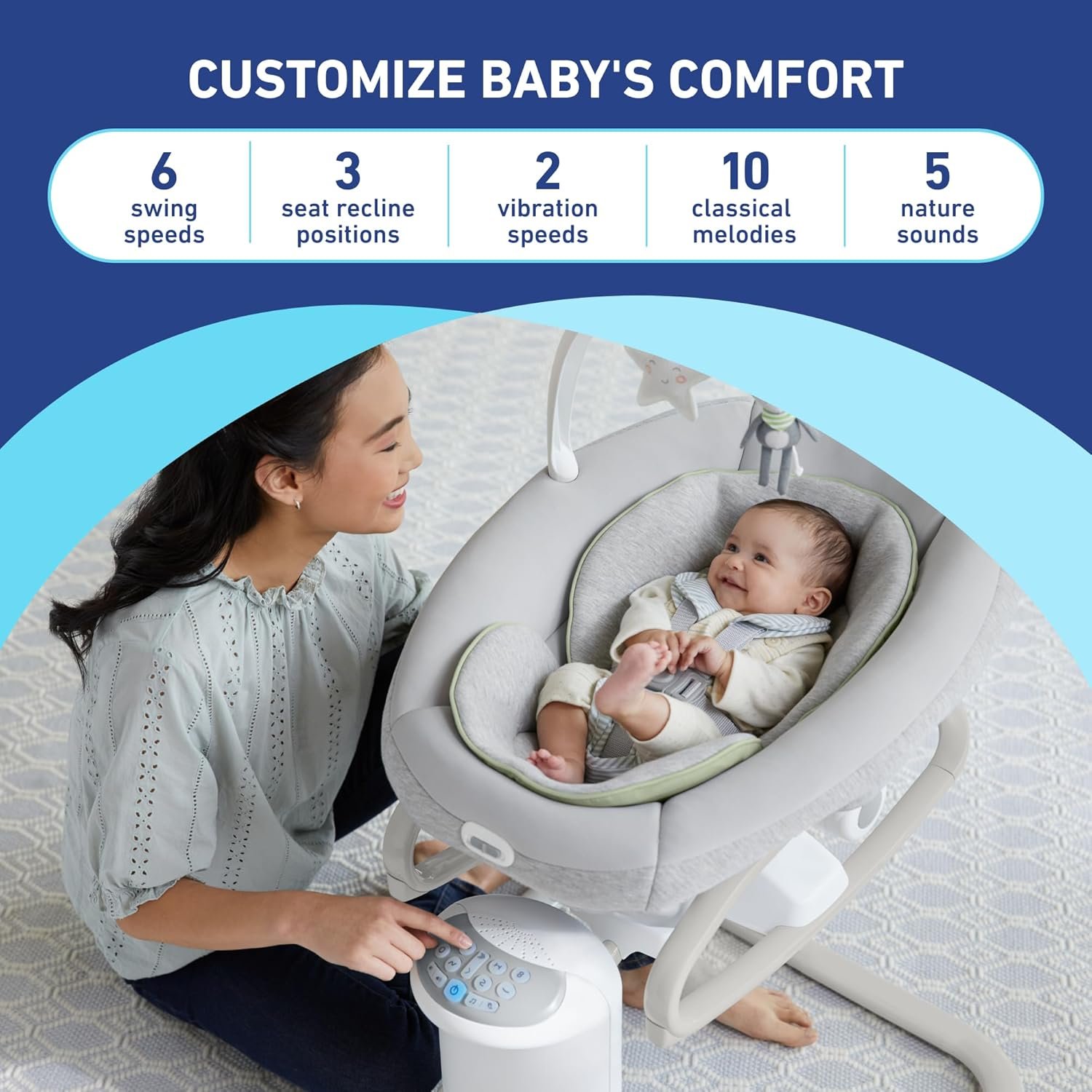 Soothe My Way with Removable Rocker, Madden �C Versatile Baby Swing & Portable Rocker