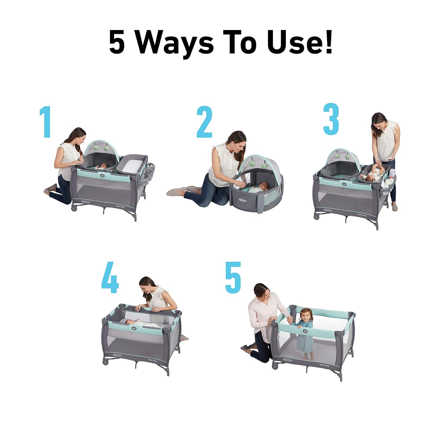 Graco Pack 'n Play Close2Baby Bassinet Playard Features Portable Bassinet Diaper Changer and More, Derby