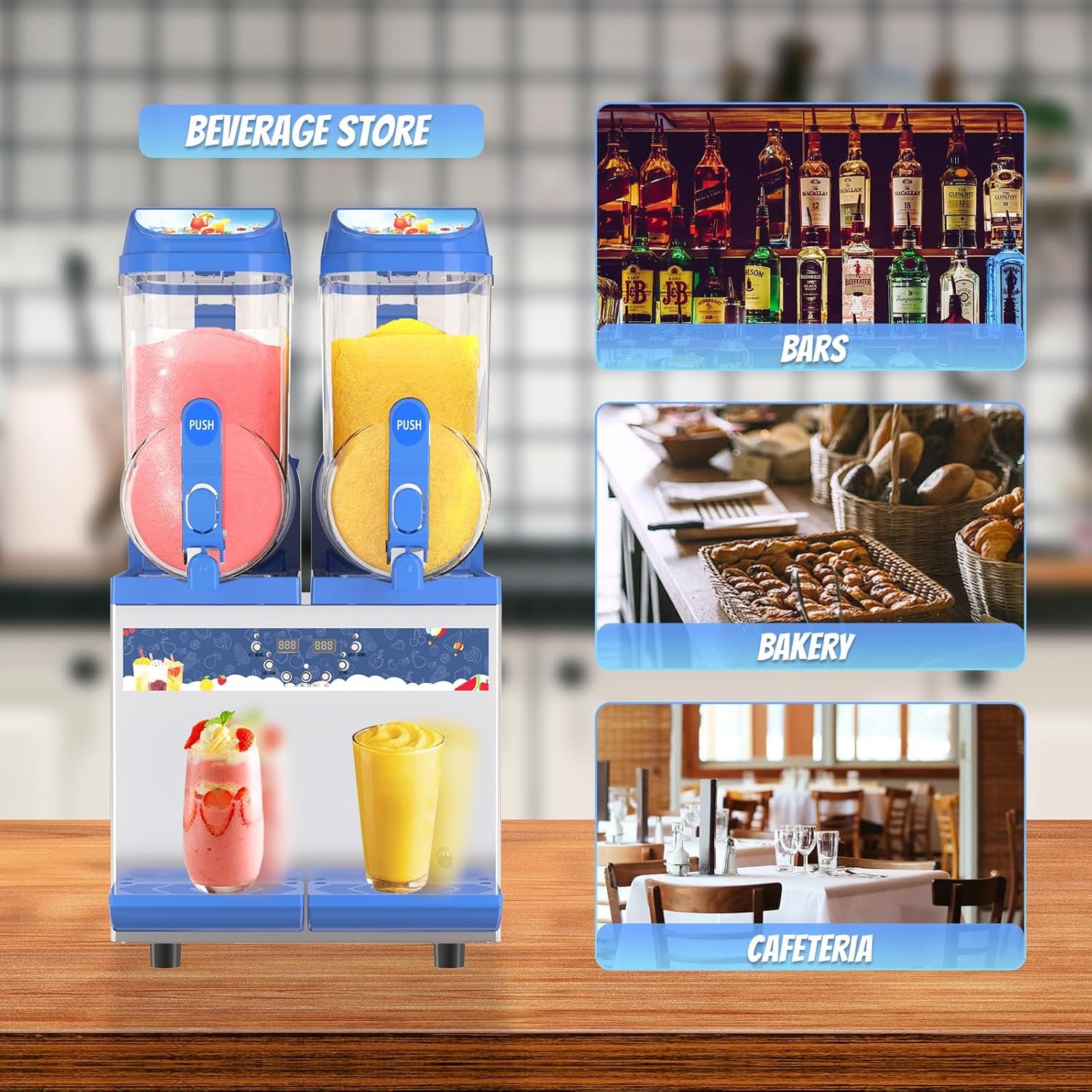 Commercial Slushy Machine �C 1000W 30L Tanks Slush Maker Machine 304 Stainless Steel Commercial Margarita Machines Efficient Cooling the Ideal Slushie Maker for Bars Cafes Restaurants