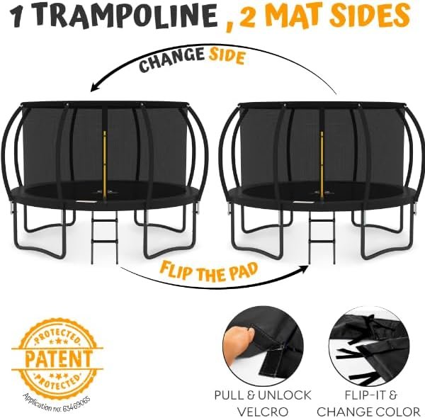 JUMPZYLLA Trampoline 8FT 10FT 12FT 14FT 15FT 16FT Trampoline with Enclosure �C Recreational Trampolines with Ladder and AntiRust Coating, ASTM Approval Outdoor Trampoline for Kids