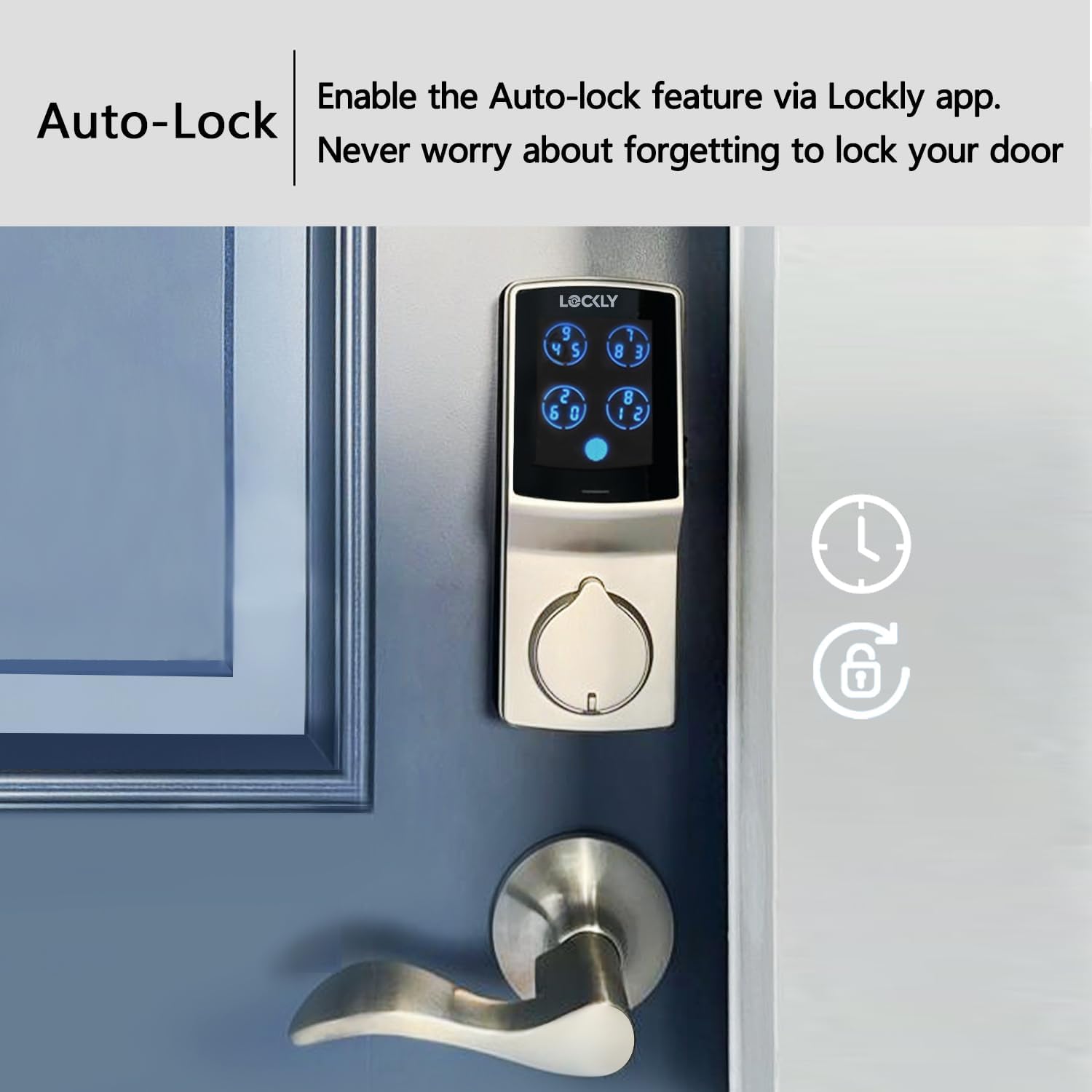 Lockly Smart Door Lock  C Keyless Entry with Biometric Fingerprint, Voice Control, Matte Black, Latch Edition, Wi-Fi & Bluetooth Enabled