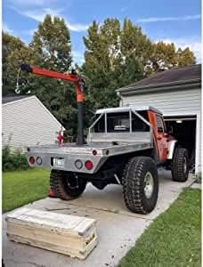 Pismire Winch Versatile 0.5T Folding Truck-Mounted Bed Crane Hoist Lift Pickup with Electric Winch 3500 lb 12V, Painted Steel 1100 lb Pickup 360�� Swivel Base