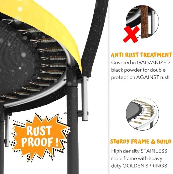 JUMPZYLLA Trampoline 8FT 10FT 12FT 14FT 15FT 16FT Trampoline with Enclosure �C Recreational Trampolines with Ladder and AntiRust Coating, ASTM Approval Outdoor Trampoline for Kids