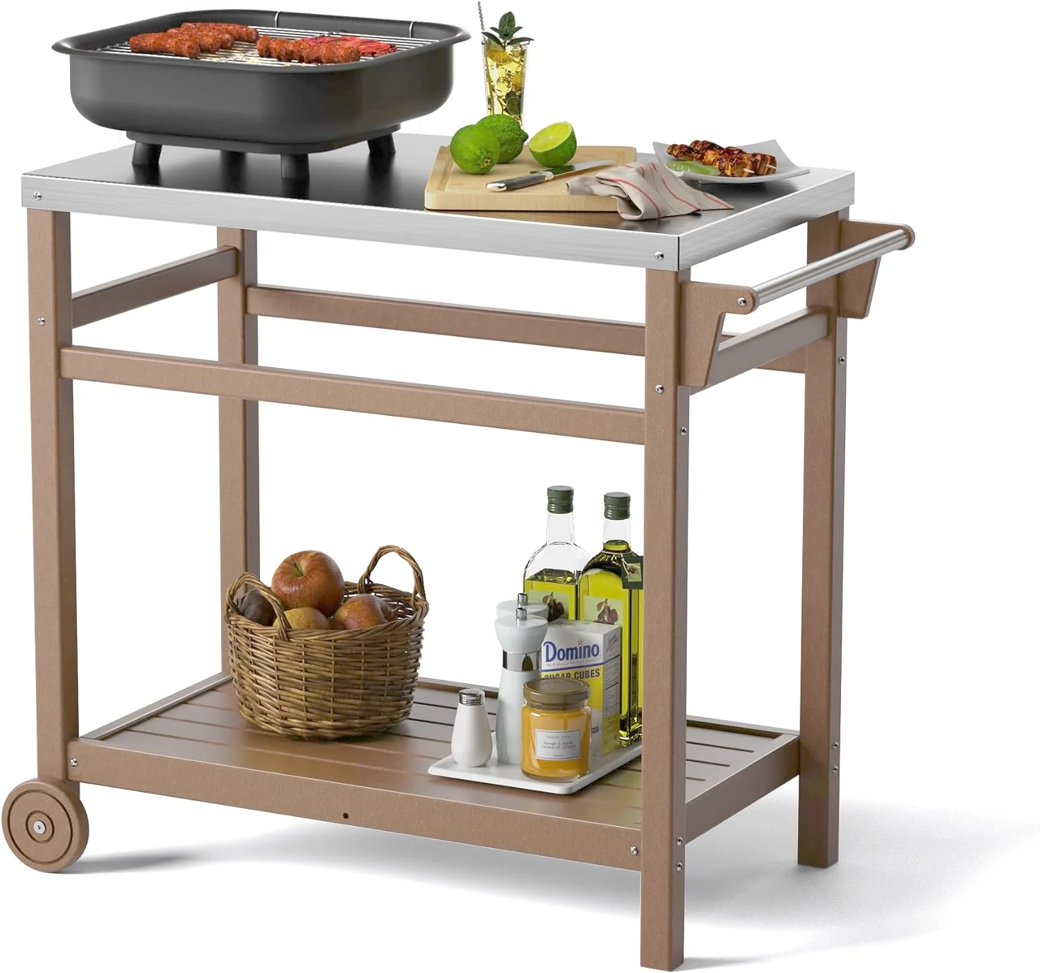Outdoor Prep Cart Dining Table for Pizza Oven, Patio Grilling, and Backyard BBQ
