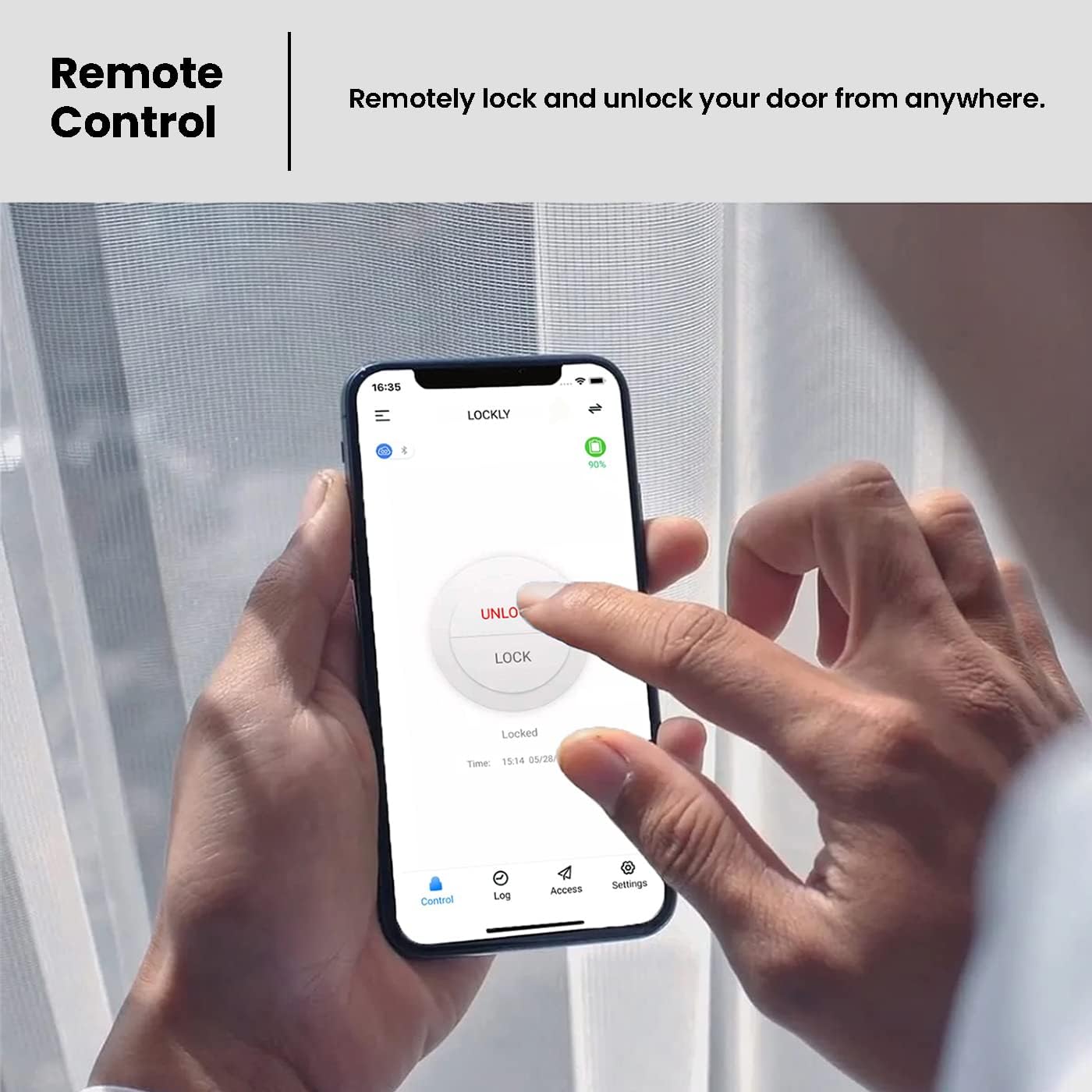 Lockly Smart Door Lock  C Keyless Entry with Biometric Fingerprint, Voice Control, Matte Black, Latch Edition, Wi-Fi & Bluetooth Enabled