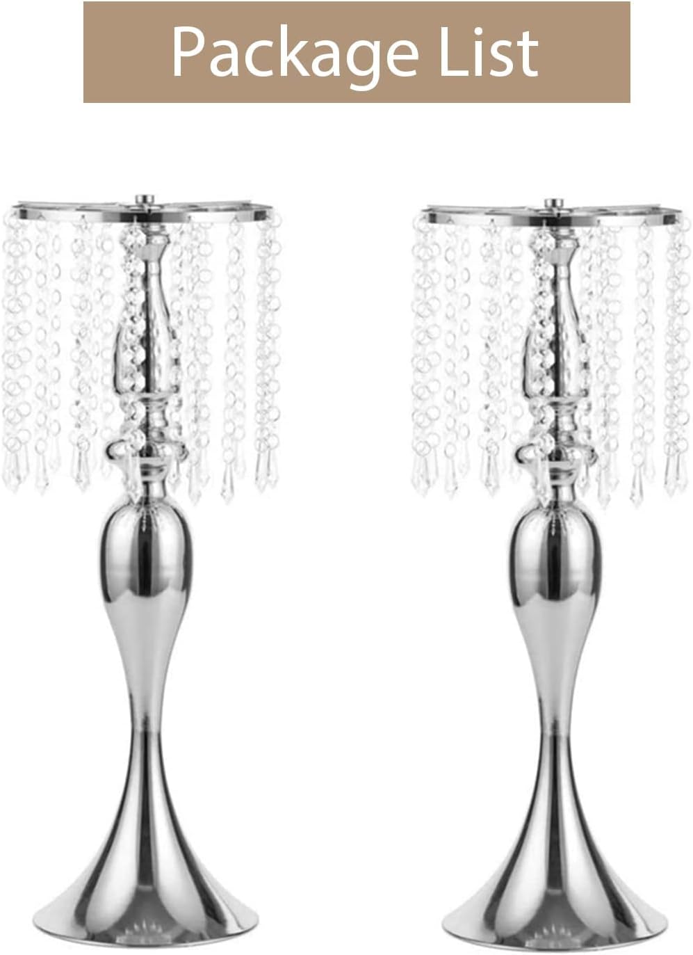 Sziqiqi Gold Metal Crystal Centerpiece Riser, 21.3    Tall, Pack of 10, Elegant Floral Stand for Weddings & Events