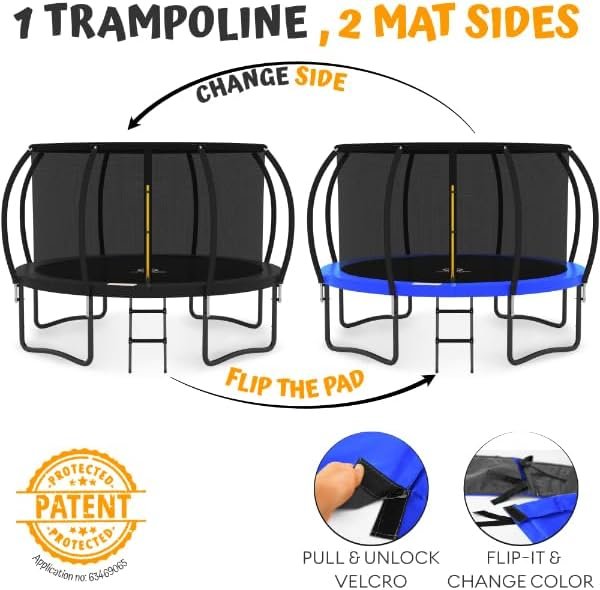JUMPZYLLA Trampoline 8FT 10FT 12FT 14FT 15FT 16FT Trampoline with Enclosure �C Recreational Trampolines with Ladder and AntiRust Coating, ASTM Approval Outdoor Trampoline for Kids
