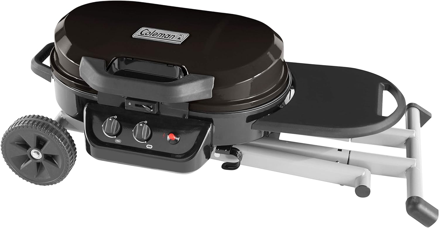 RoadTrip 225 Portable Stand-Up Propane Grill, Gas Grill with Push-Button Starter, Folding Legs & Wheels, Side Table, & 11,000 BTUs of Power for Camping, Tailgating, Grilling & More