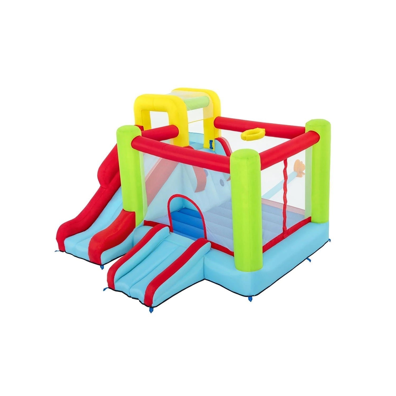 Up, In and Over Wonder Hoops 10�� Inflatable Bounce House Park with Basketball and Slide. 126
