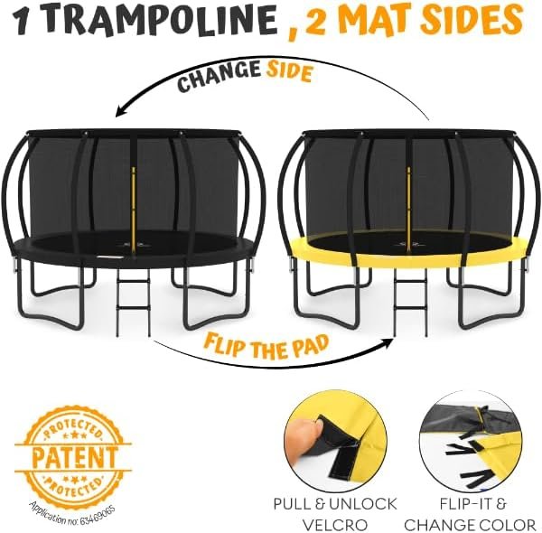 JUMPZYLLA Trampoline 8FT 10FT 12FT 14FT 15FT 16FT Trampoline with Enclosure �C Recreational Trampolines with Ladder and AntiRust Coating, ASTM Approval Outdoor Trampoline for Kids