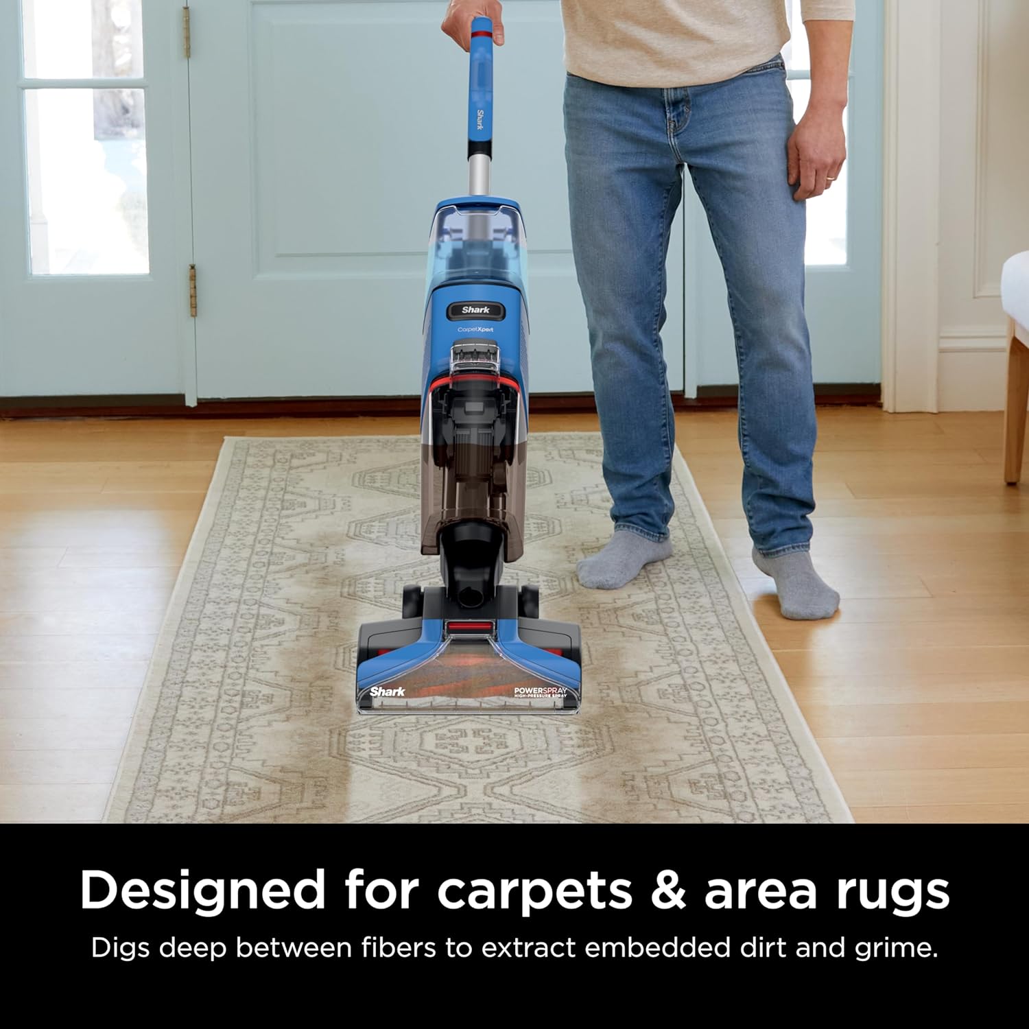 Upright Carpet, Area Rug & Upholstery Cleaner with StainStriker, Built-in Spot & Stain Cleaner, Perfect for Pets, Deep Cleaning & Tough Stain Removal, Carpet Shampooer, Cyan
