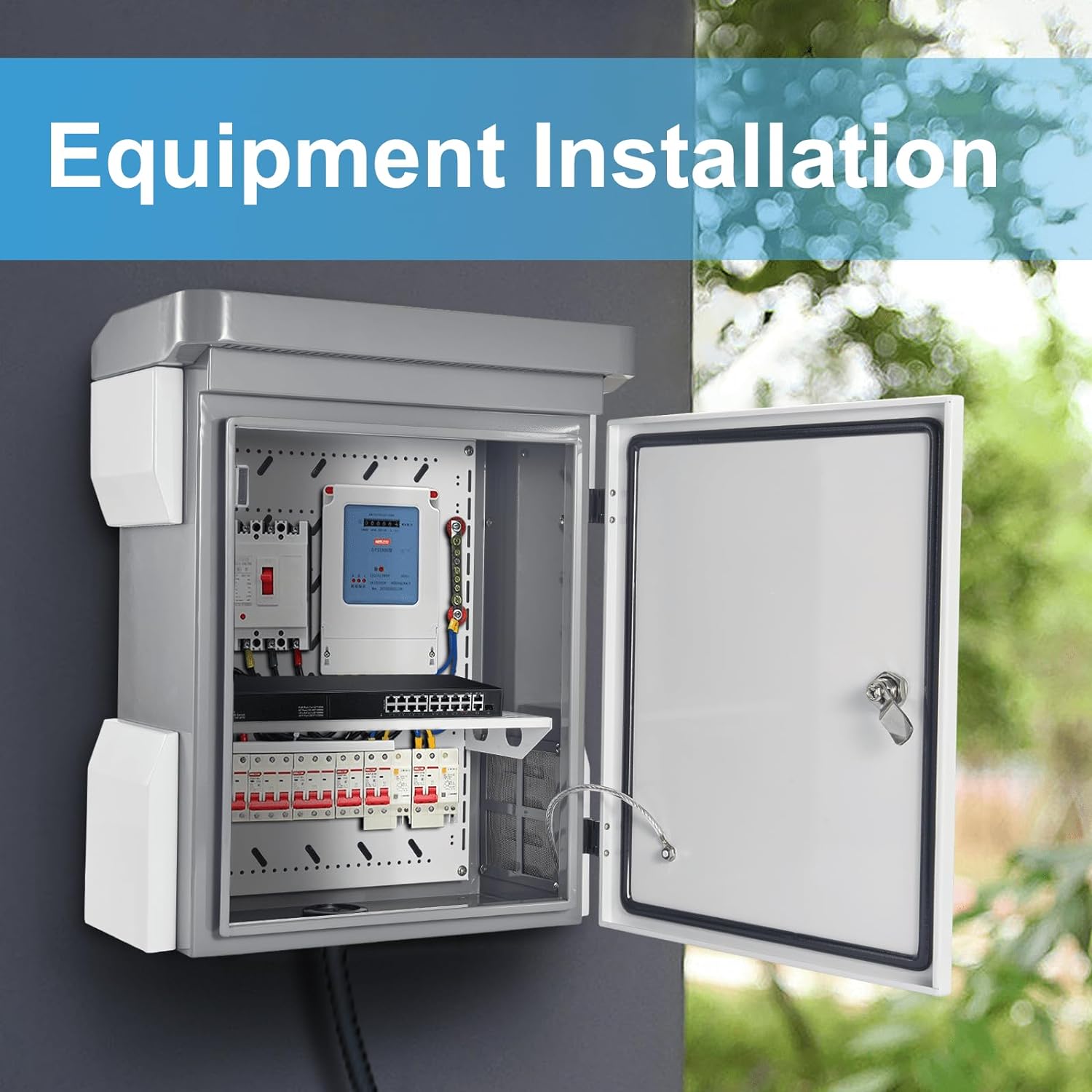 Outdoor Electrical Box, Cold-Rolled Steel Plate, Aluminum Alloy Back Beam, One-Piece Ventilation Design, IP65 Waterproof, Wall/Pole Mounted. (19.7