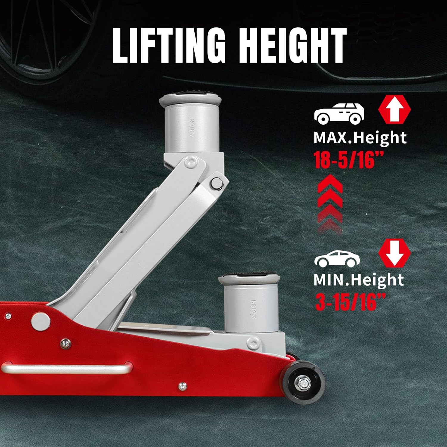 Red Aluminum & Steel 3 Ton Hydraulic Floor Jack with Quick Lift Pump