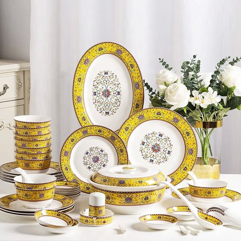 56-Piece Ceramic Dinnerware Set  C Plates, Bowls, Spoons & More