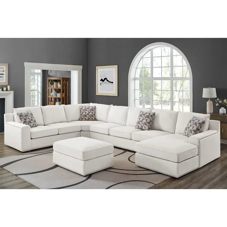 166��� Wide Microfiber/Microsuede Left Hand Facing Modular Corner Sectional with Ottoman