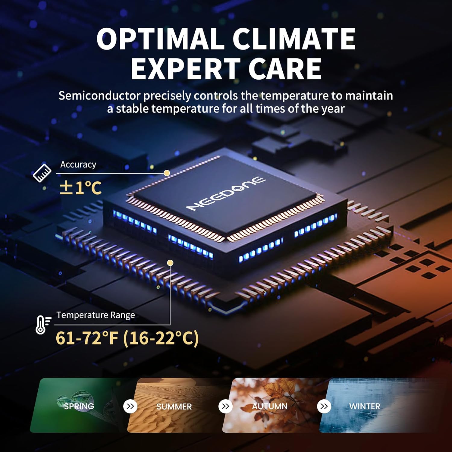 ThermoCigar 48L Cigar Humidor with Heating & Cooling, Cedar Wood, Digital Hygrometer, Quiet Electric Cooler for 350 Cigars