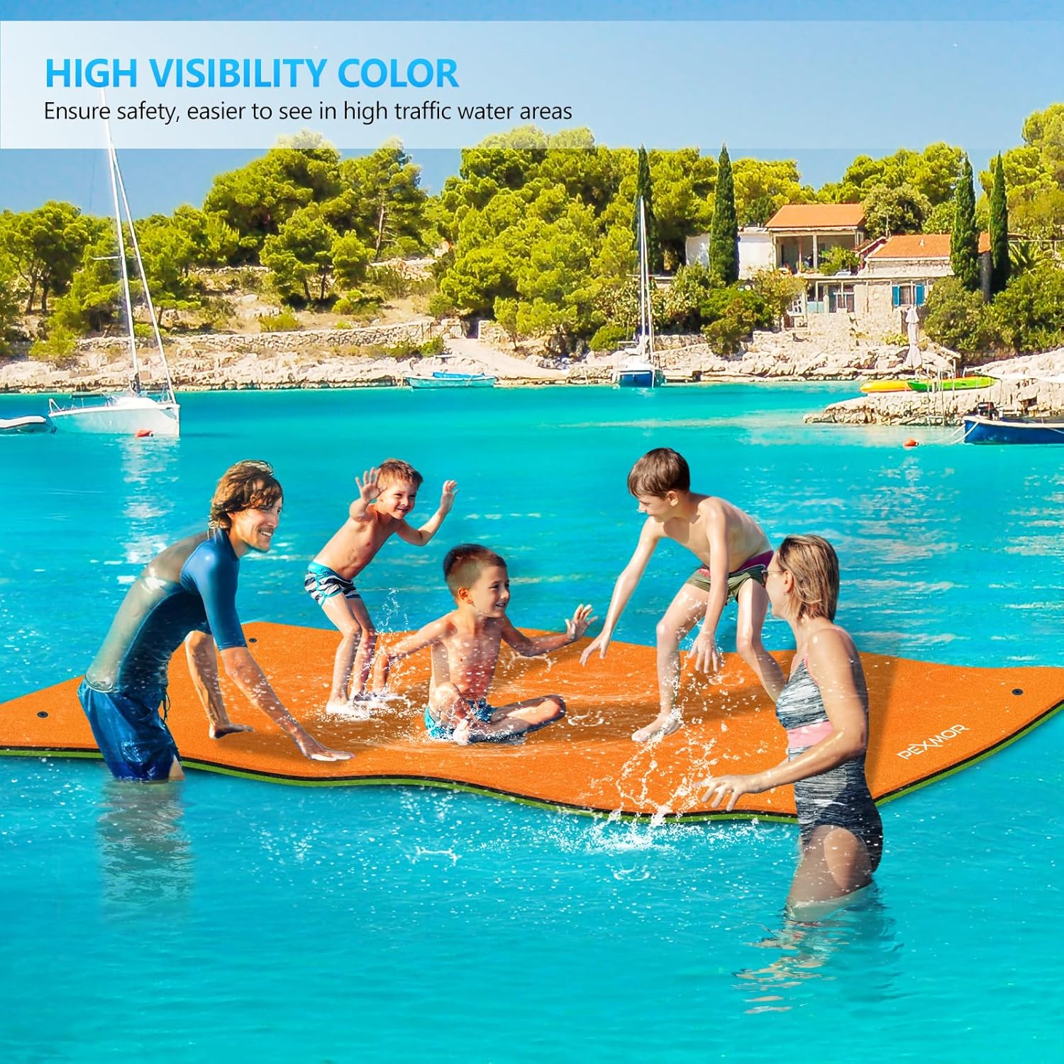 Floating Water Mat, 9/12/18 FT Lily Pad Floating Mat for The Water, 3-Layer XPE Foam Water Floating Island w/Bungee Tether & Storage Straps for Lake Pool Beach River