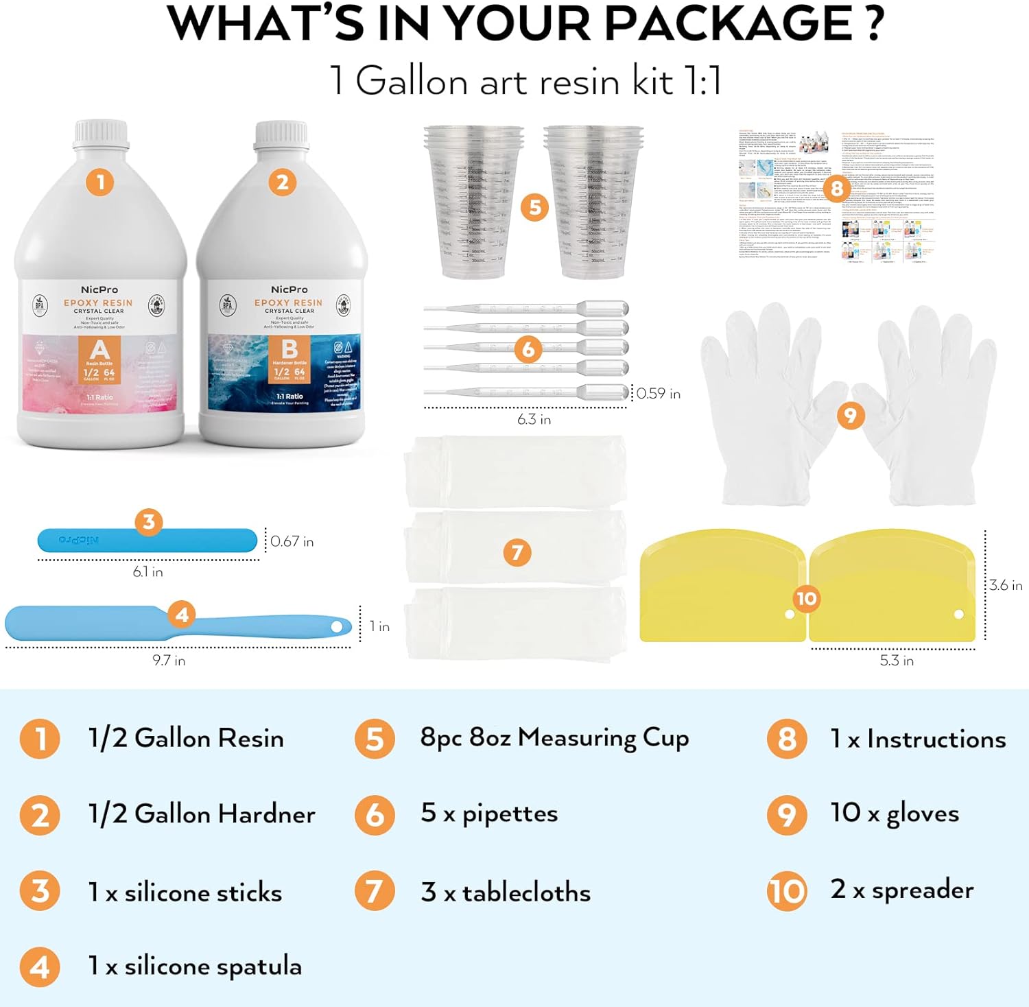 MG-659 4 Gallon Crystal Clear Epoxy Resin Kit  C High Gloss, Bubble Free, Ideal for Coating & Casting, Includes Accessories