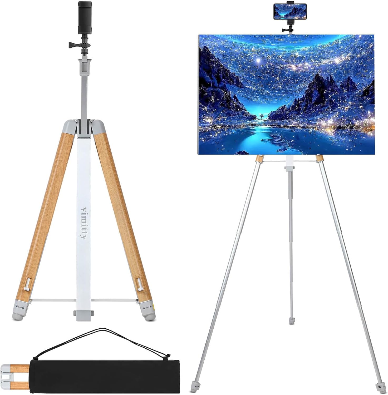 Portable Easel Stand for Sign & Painting 17''-58'' Adjustable Height Painting Easel with Bag - Tabletop Art Easel for Painting Canvas Stand Poster Stand & Wedding Signs Stand - Metal Tripod