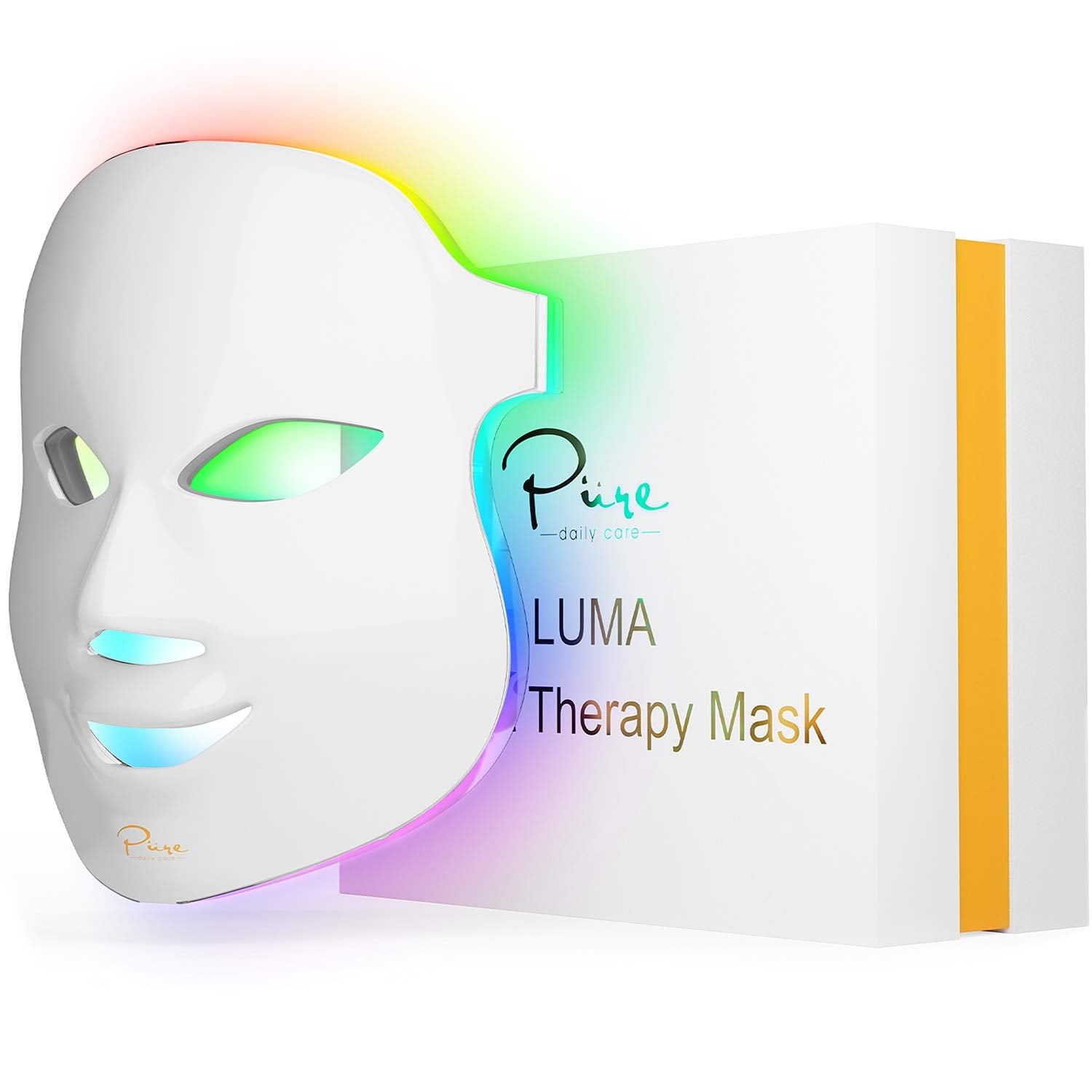 Pure Daily Care LED Light Therapy Mask �C 7 Color Anti-Aging Treatment, Remote Control, All Skin Types, Home Use