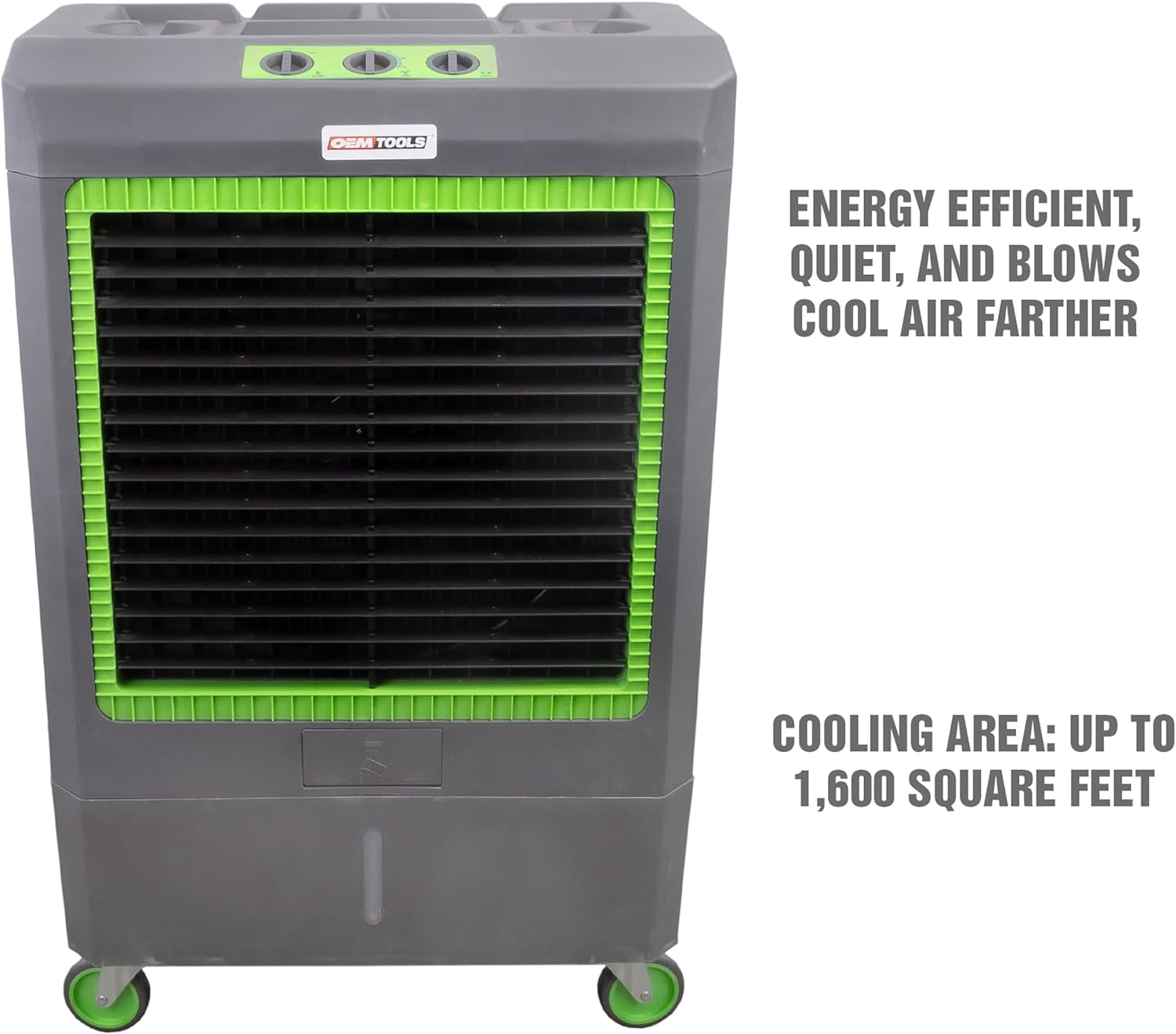 23969 3-Speed Evaporative Cooler, Green and Gray, Cools Up to 1600 Square Feet, 5300 CFM, Portable Cooler Fan