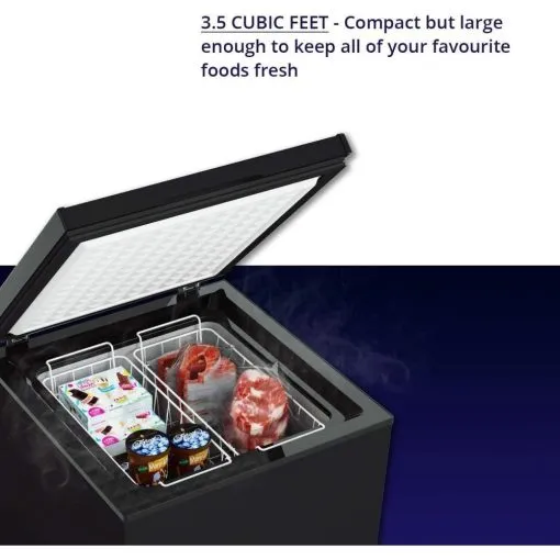 Northair 3.5 Cu Ft Chest Freezer, Black �C Quiet Compressor, 2 Removable Baskets, 7 Temp Settings