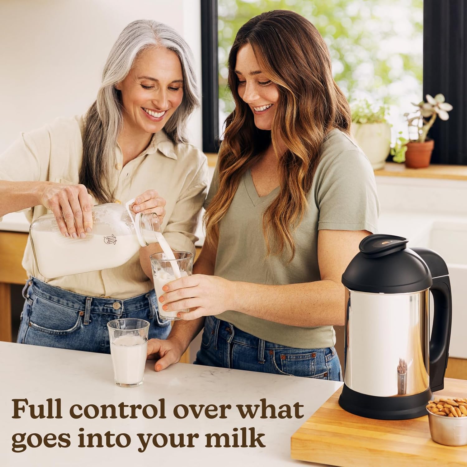 Nut Milk Maker Machine, Plant Based Maker for Homemade Almond, Oat, Cashew Nut Milks & More, Stainless Steel Food Machines, 5-6 Cups Per Batch, 120V