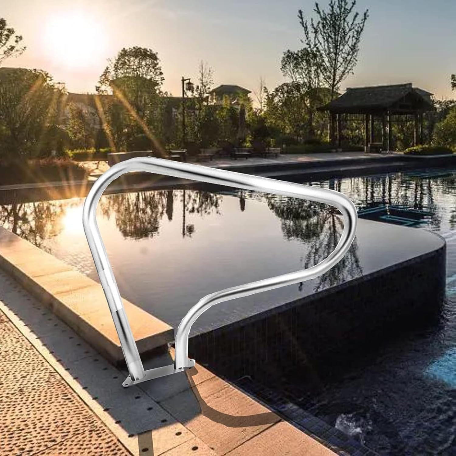 Pool Handrail Swimming Stainless Steel Humanized Handle Swimming Pool Stair Rail for Swimming Pool, Sloped Entry, Spa, Water Park
