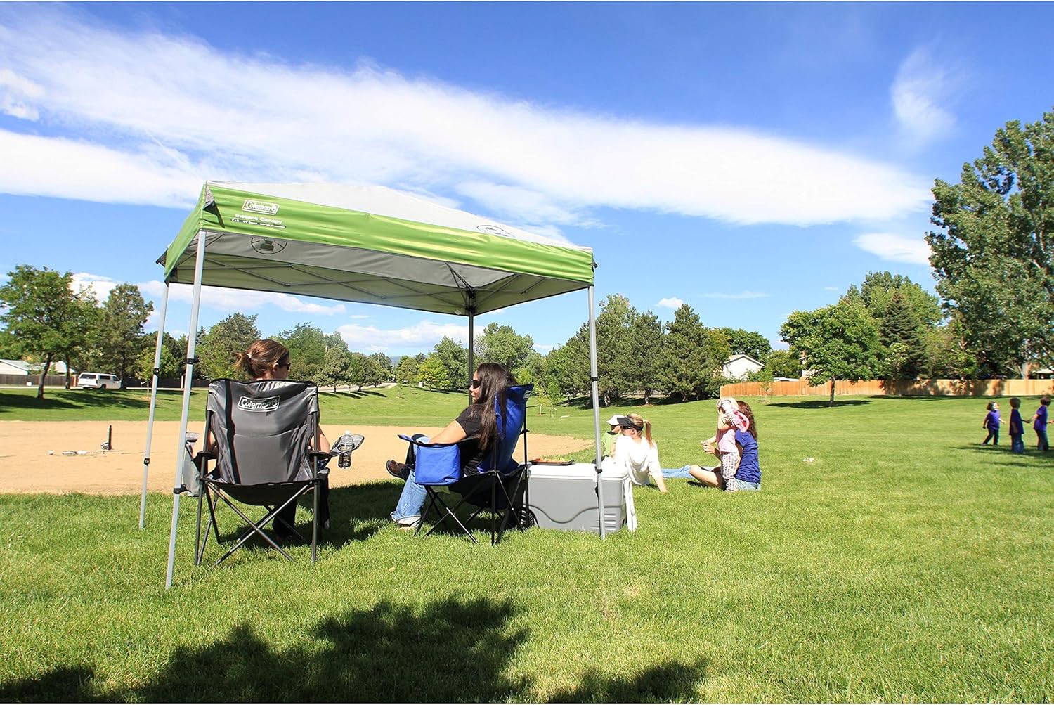 Canopy Sun Shelter with Instant Setup, Sun Shelter with Wheeled Carry Bag Sets Up in about 3 Mins, 7x5ft, 10x10ft, or 12x12ft Canopy for Sporting Events, Tailgating, Camping, & More