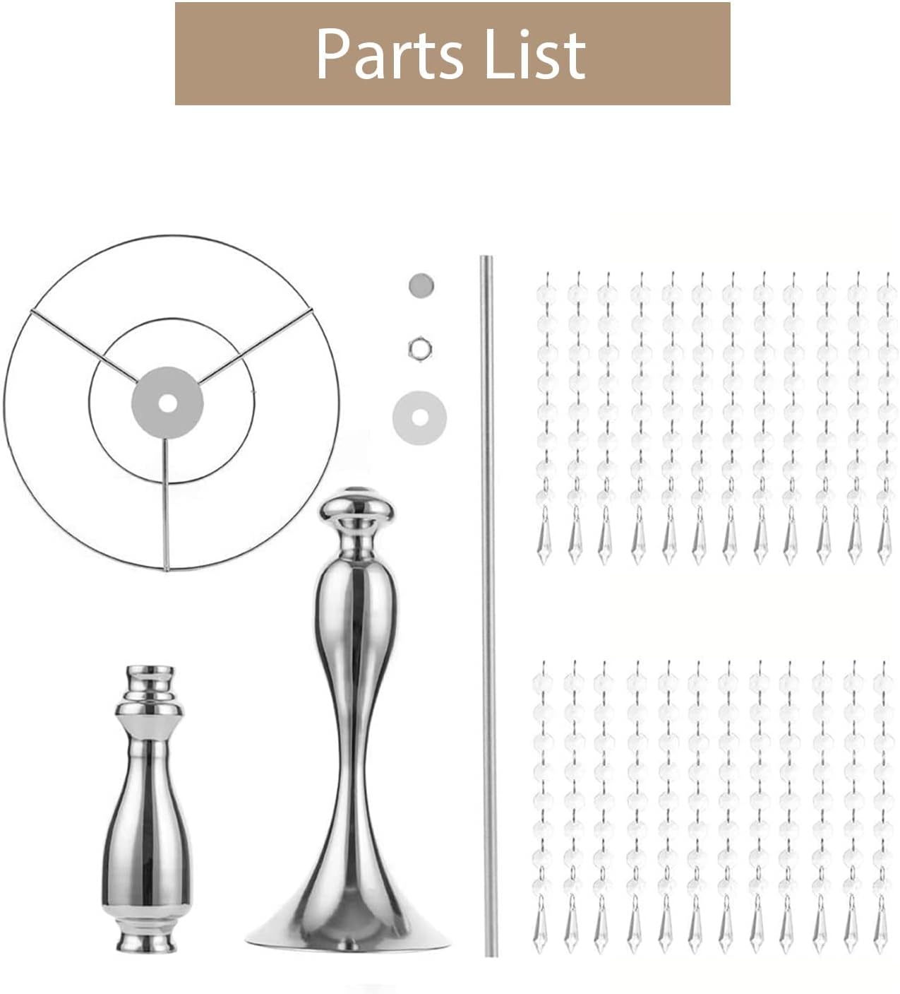 Sziqiqi Gold Metal Crystal Centerpiece Riser, 21.3    Tall, Pack of 10, Elegant Floral Stand for Weddings & Events