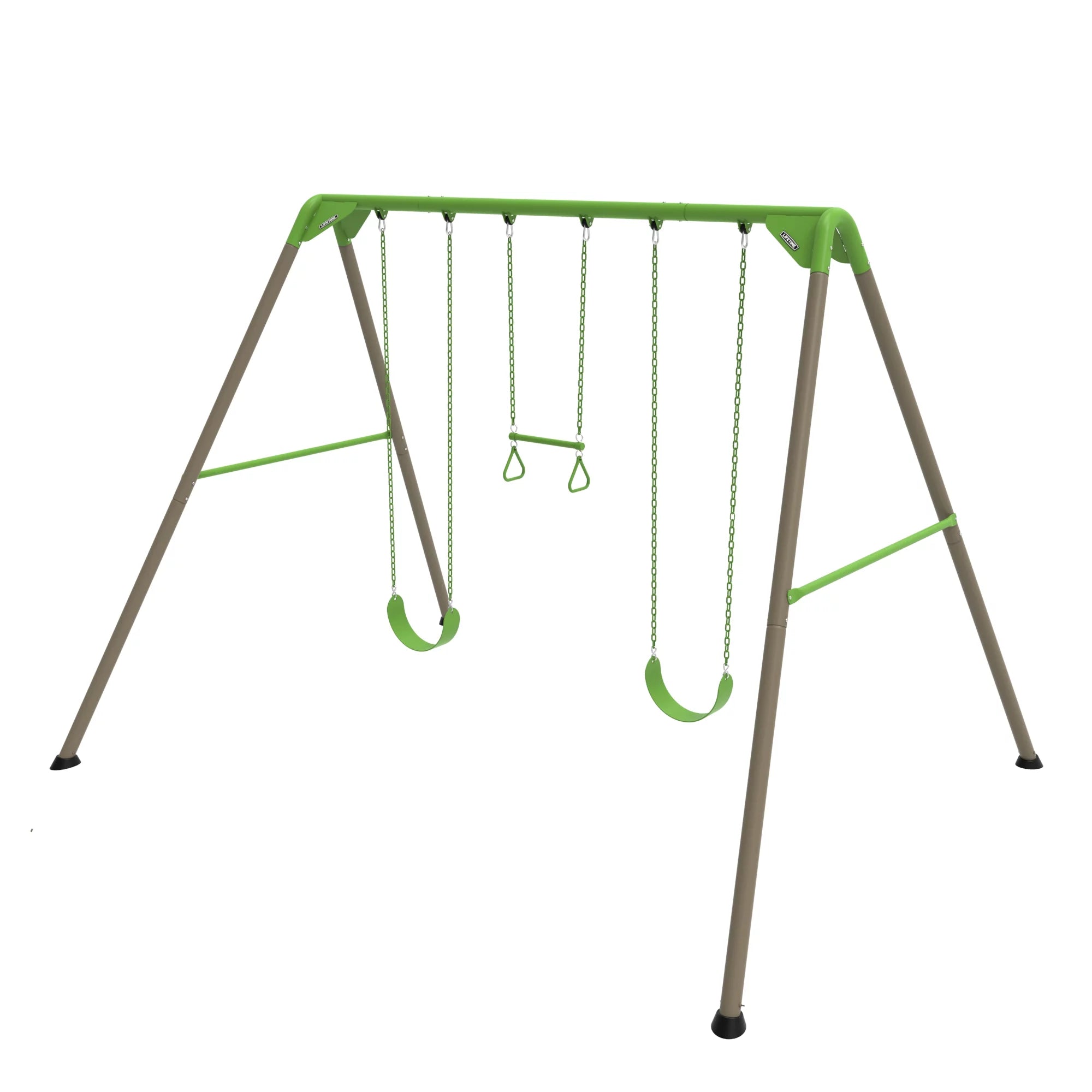 Lifetime Kid's Metal Swing Set with 2 Belt Swings and Trapeze Bar - 9 feet (91206)