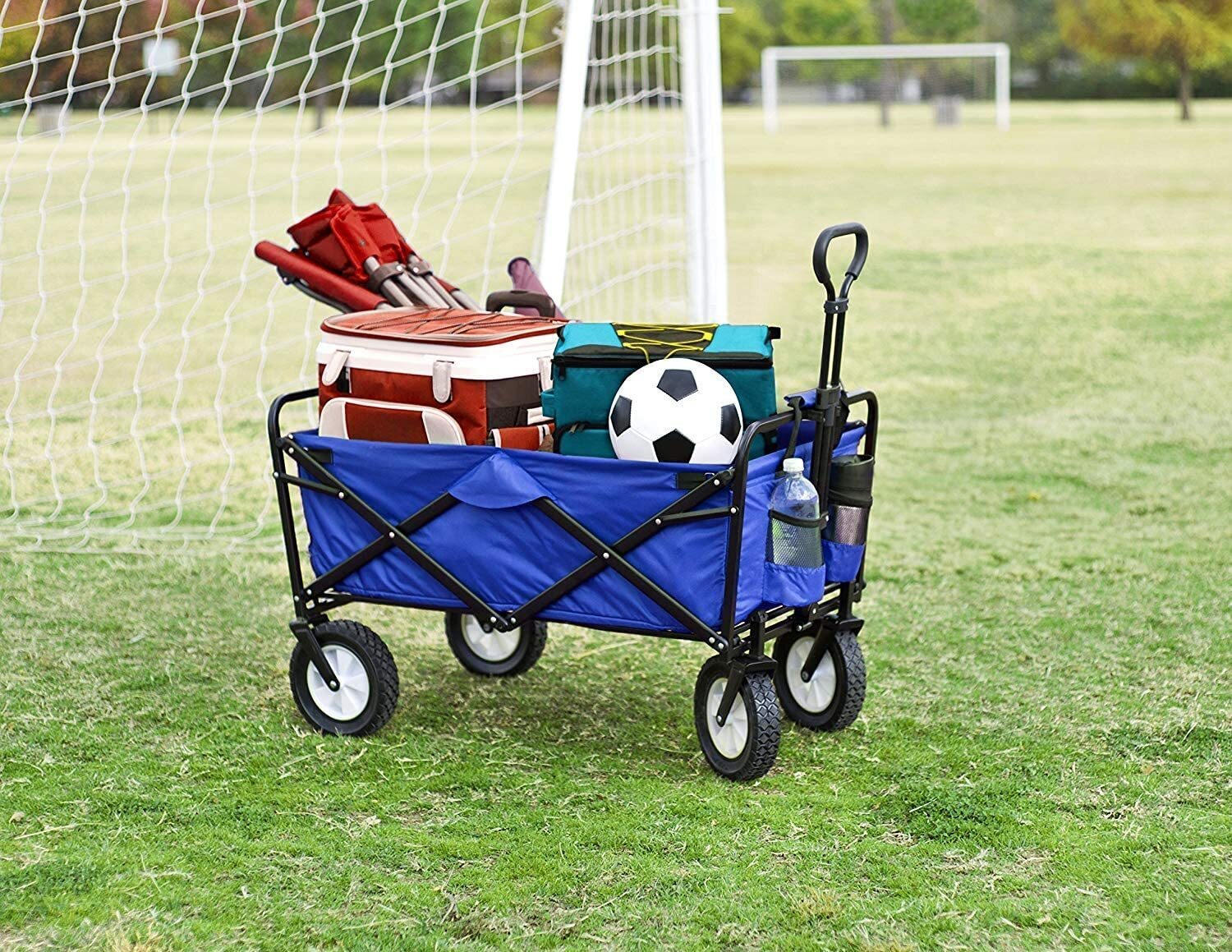 Collapsible Utility Wagon  C Heavy-Duty Foldable Outdoor Cart, 150 lbs Capacity, Adjustable Handle, Compact Storage, 600D Fabric, Ideal for Events & Beach Trips