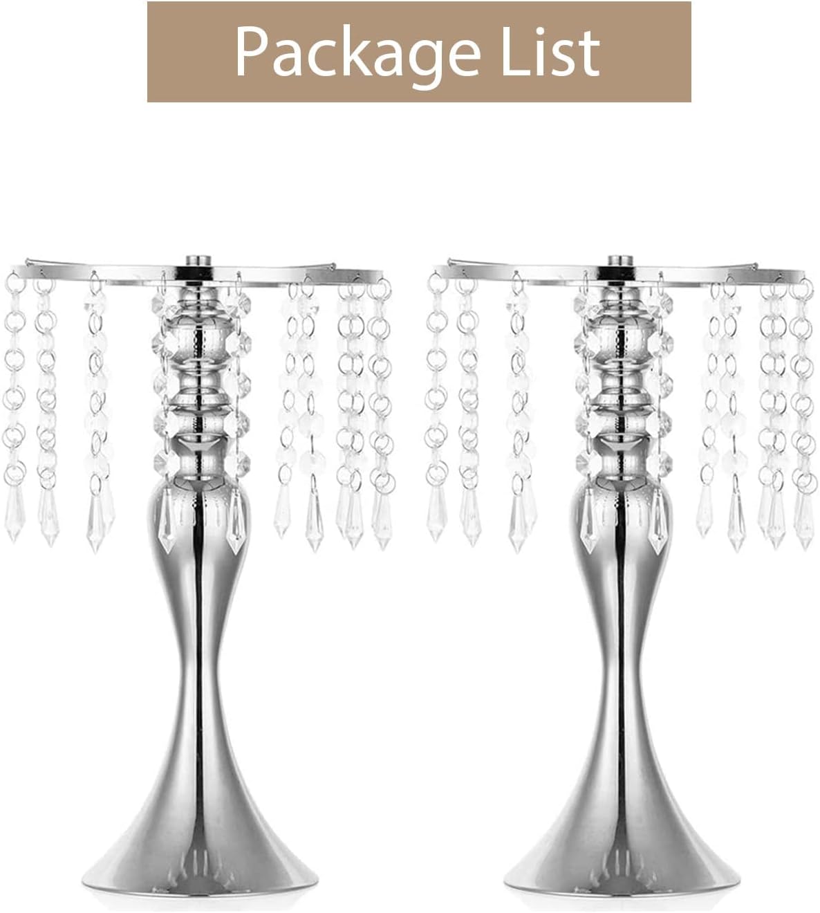 Sziqiqi Gold Metal Crystal Centerpiece Riser, 21.3    Tall, Pack of 10, Elegant Floral Stand for Weddings & Events