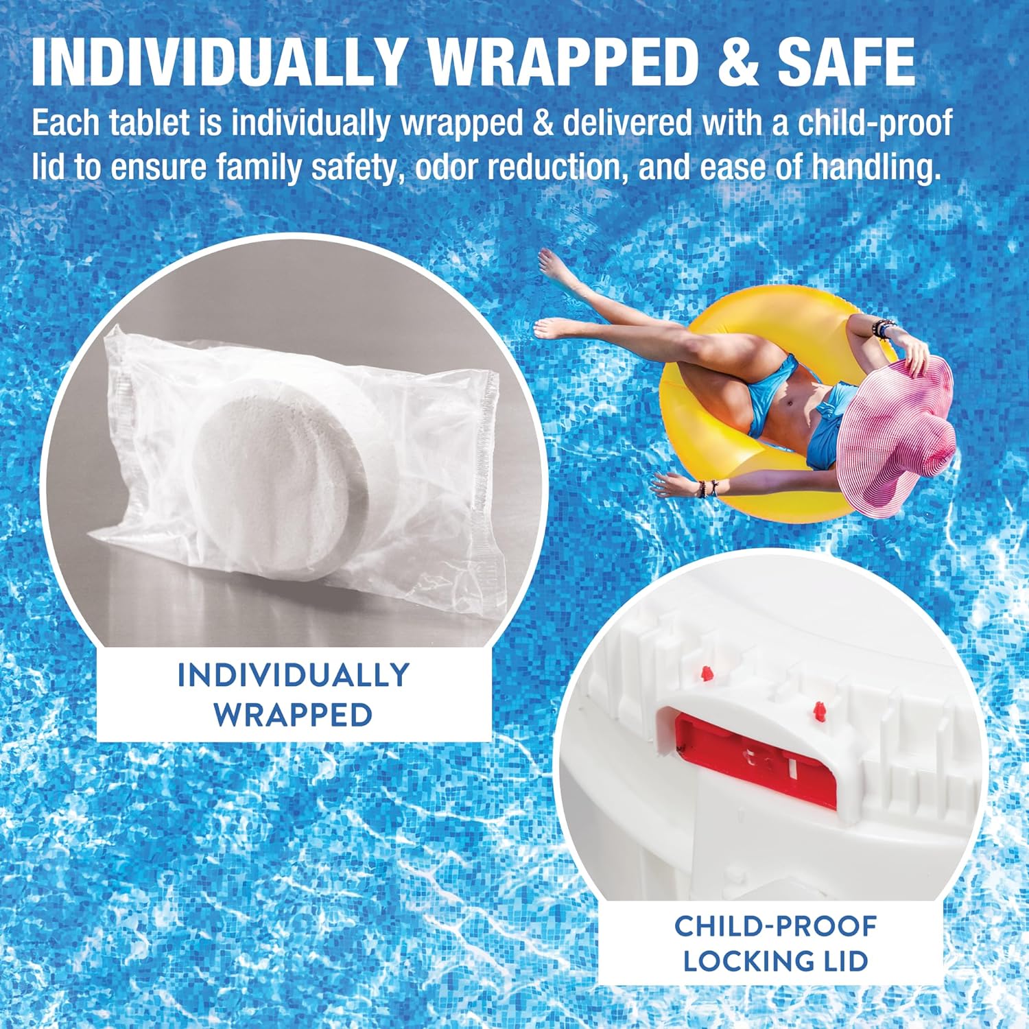 Doheny's 3 Inch Stabilized Chlorine Tablets | Pro-Grade Pool Sanitizer, Long Lasting, Slow Dissolving, 99% Pure Tri-Chlor, Individually Wrapped - 50lb