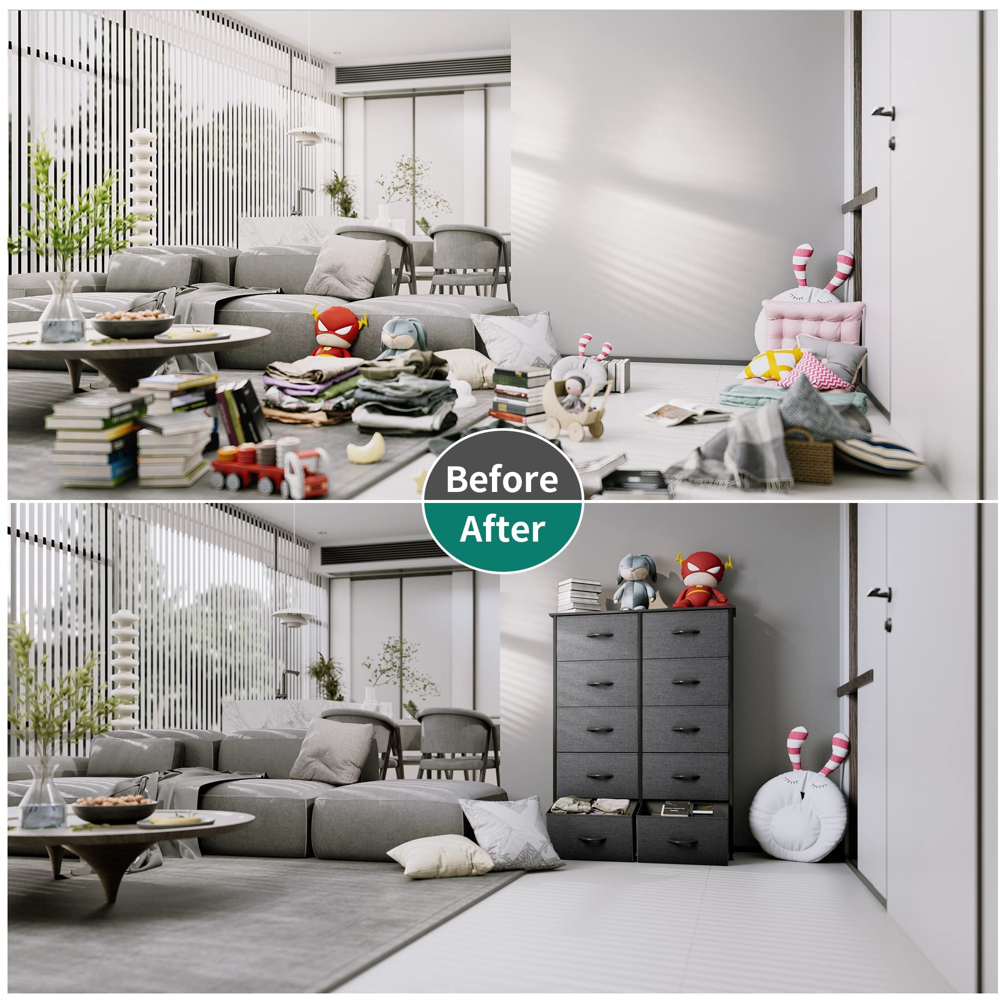 YITAHOME Dresser Storage Drawers Charcoal