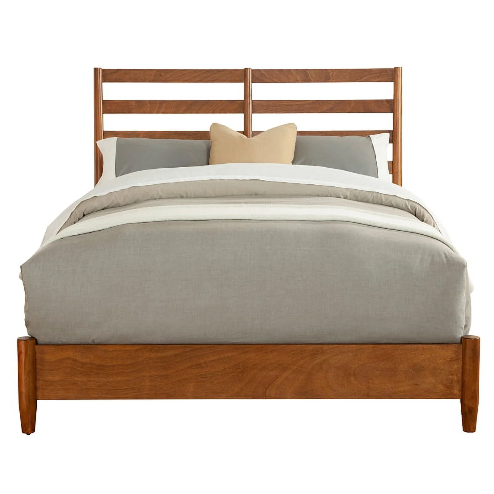 Home Square 4 Piece Set with Small TV Console Full Wood Bed & Large Nightstand